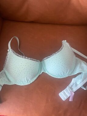 Feminine Light Mint (aqua) Lace-Trim Underwire Bra - Women’s Intimates Sz 36C